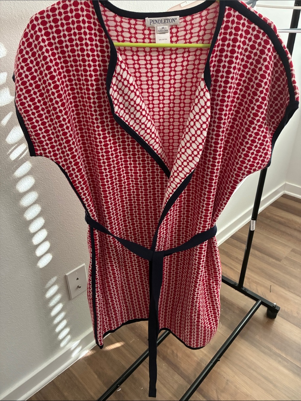 Pendleton Red and Black Pattern Wrap Cardigan Vest